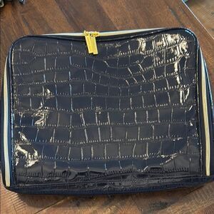 Estée Lauder Crocodile-Embossed Make-Up Travel Bag Train Case Zip